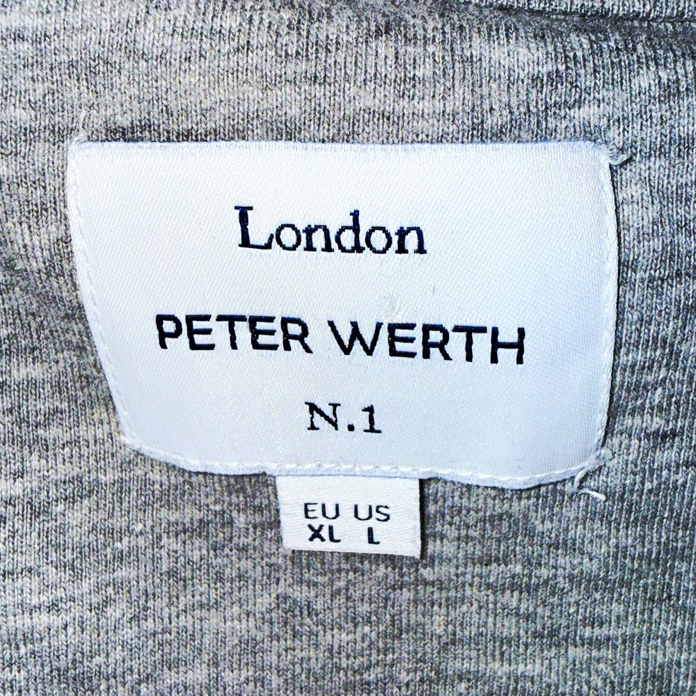 Peter Werth London N.1 Bowling T Shirt Mens L Gray Textured Pocket Cotton Tee